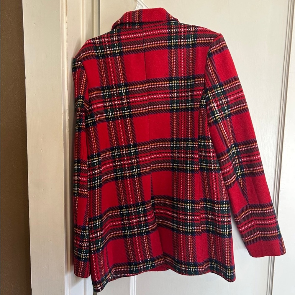 NWT English Factory Classic Red Holiday Tartan Plaid Blazer Size Med - Picture 6 of 7